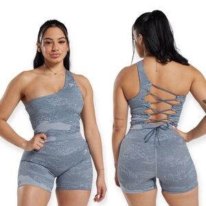 Gymshark Adapt Camouflage One-Shoulder Gray  Crop Top Tank Size Medium